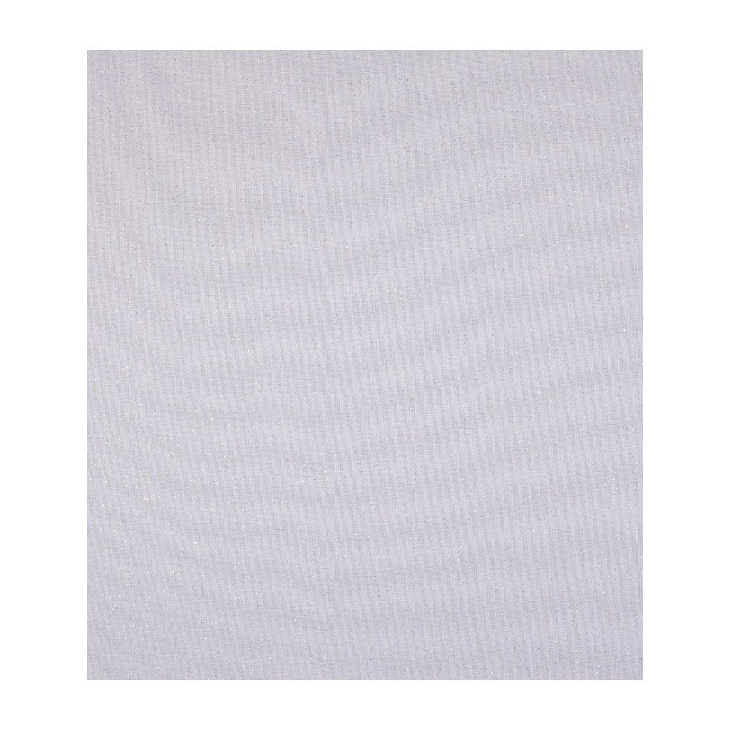 Cotton Fabric Silver Glitter on White