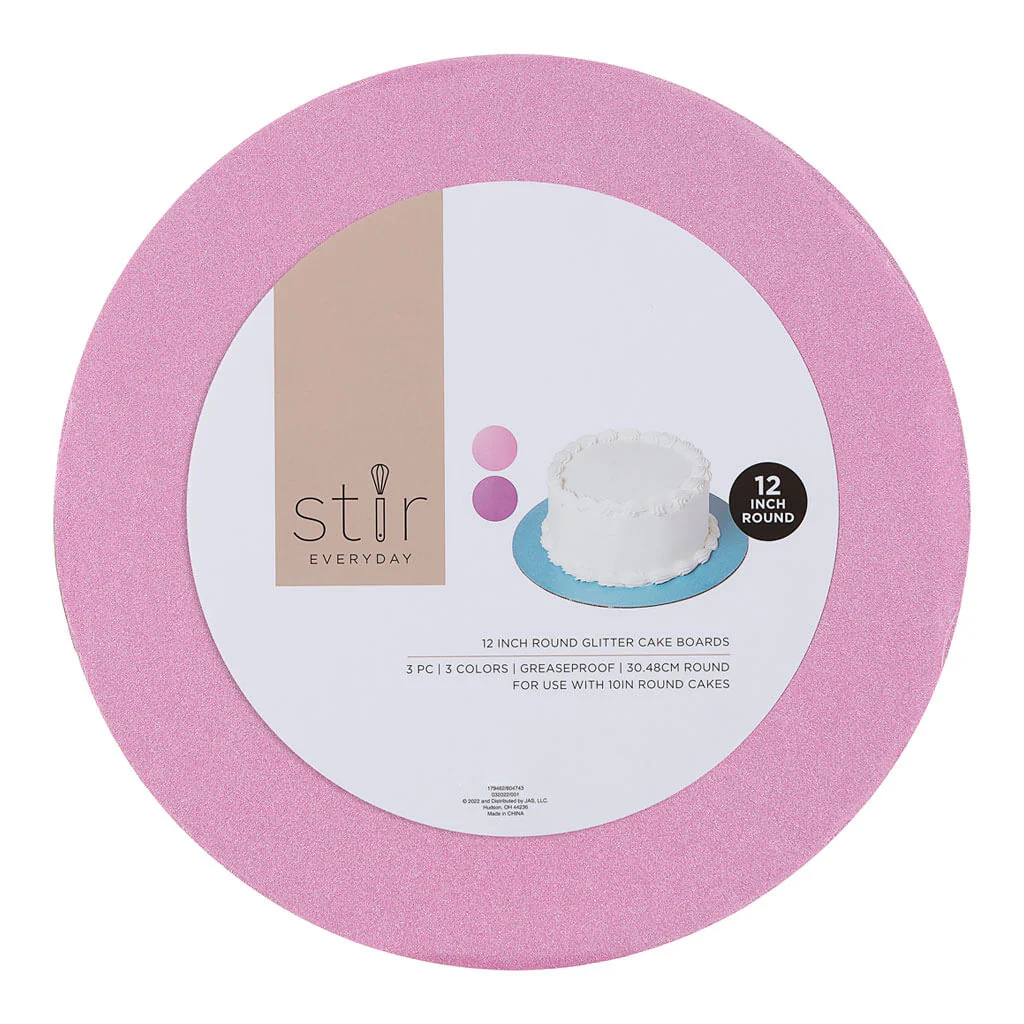 Round Glitter Cake Boards 3pk 12in