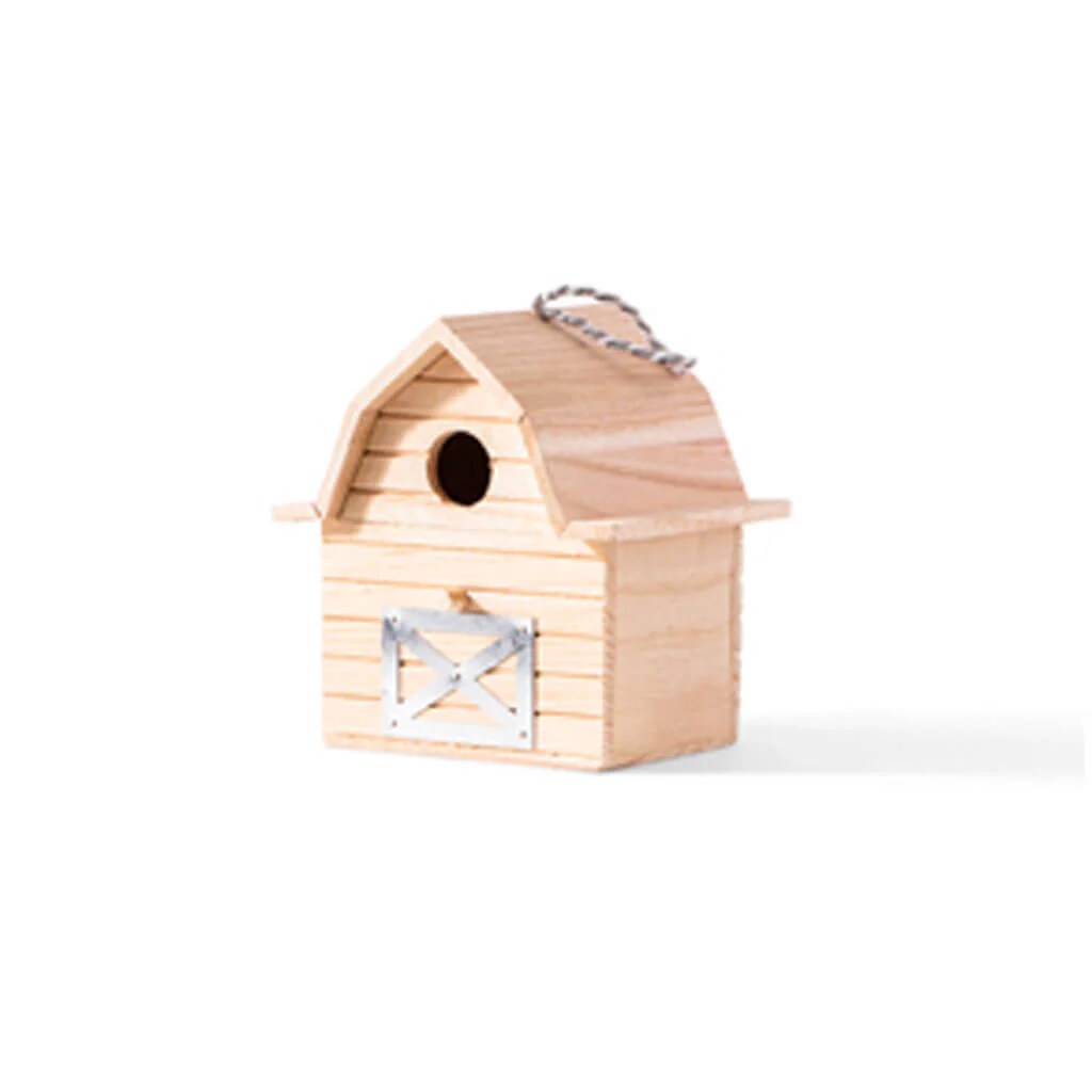 Wood & Metal Barn Birdhouse 7in