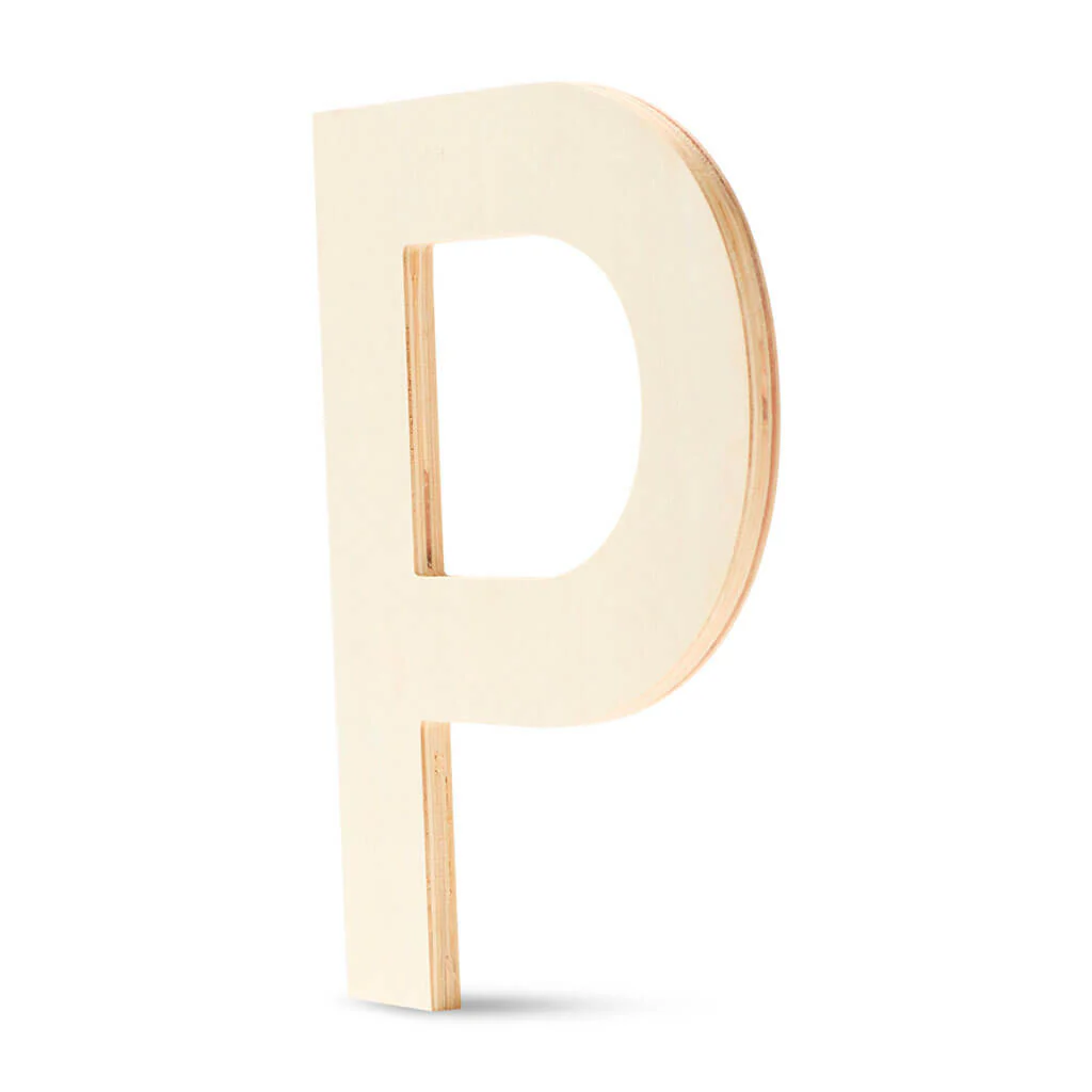Wood Flat Sans Serif Font Letters Uppercase P 12in