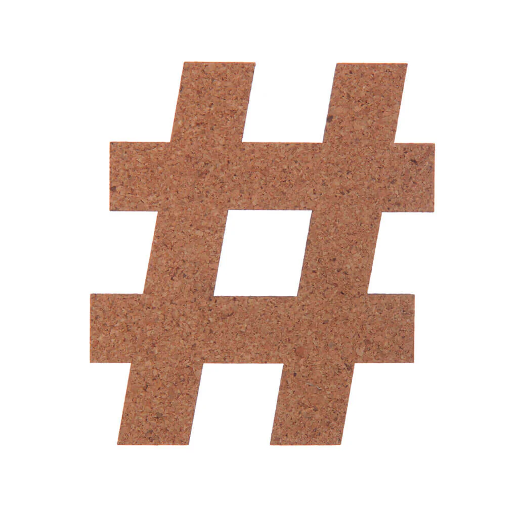 Cork Sans Serif Letters & Symbols Hashtag