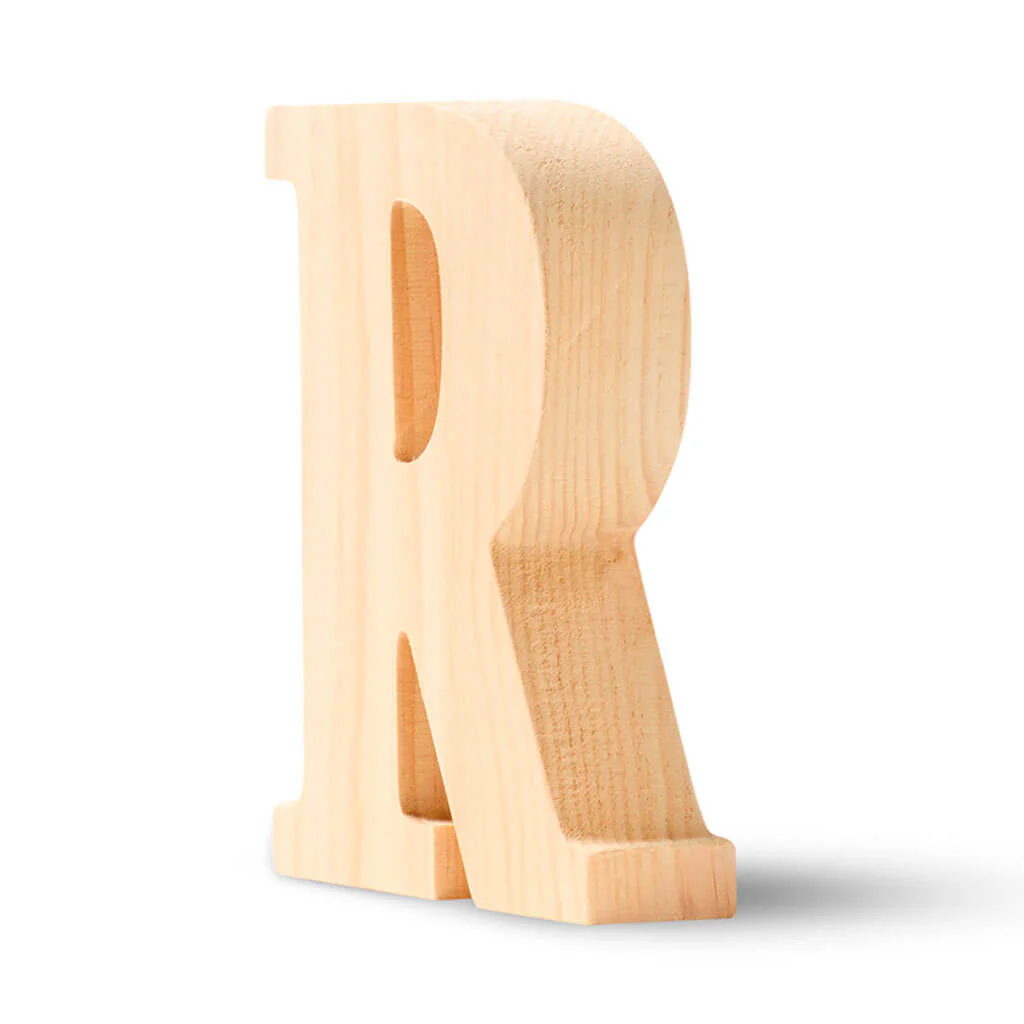 Natural Wood Chunky Letters Uppercase R