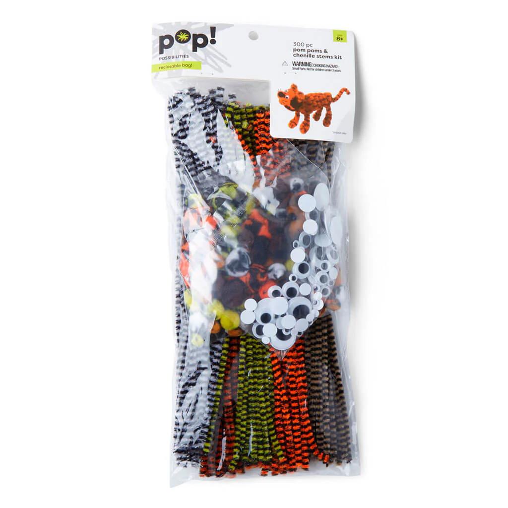 POP! Pom Pom & Chenille Stems Kit 300pc Stripes