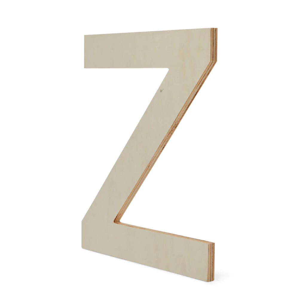Wood Flat Sans Serif Font Letters Uppercase Z 12in