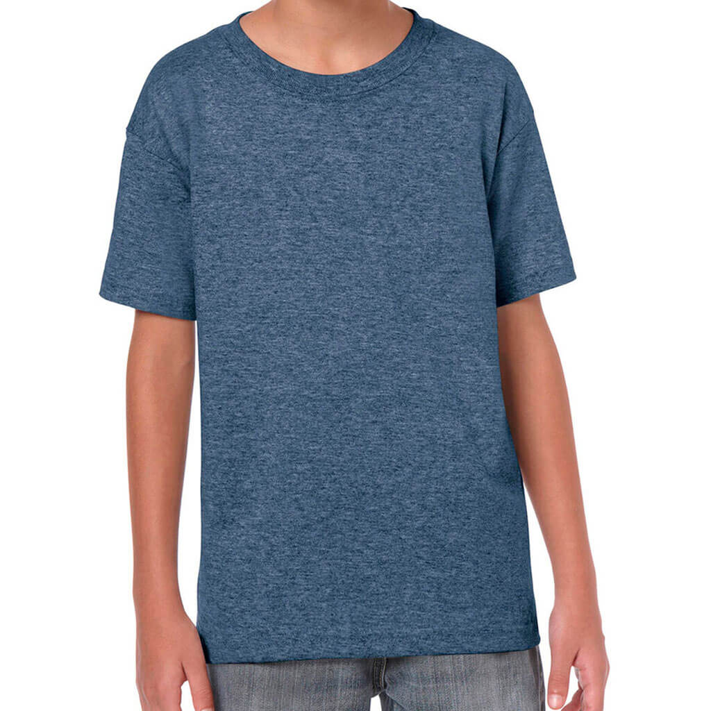 Gildan Youth T-Shirt Heather Navy - Image 3