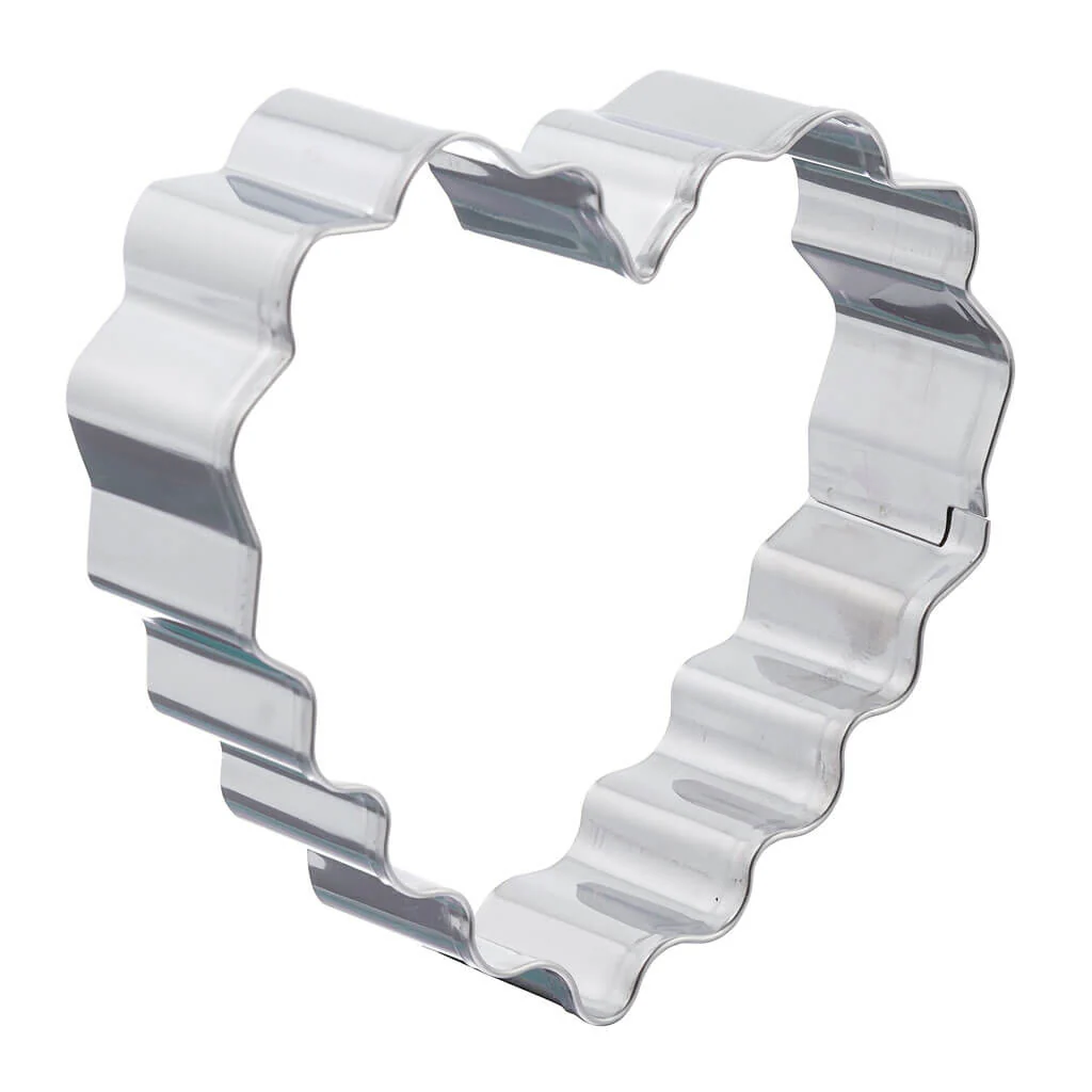 Stainless Steel Ruffle Heart Cookie Cutter, 3in x 3.5in