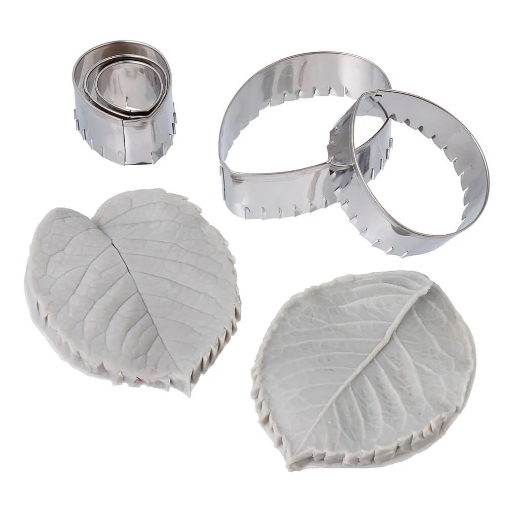 Leaf Petal Silicone Fondant Molds & Cutters 7pc, 5in x 8in