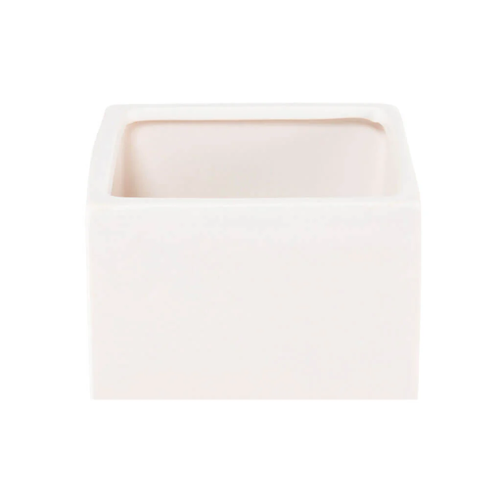 White Ceramic Vase, 4in x 3in