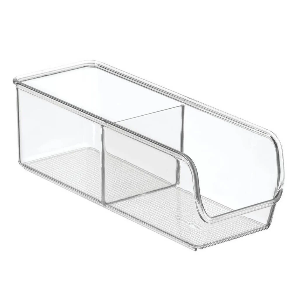 Linus Bin 2 Section Divided 4in x 11in, Clear