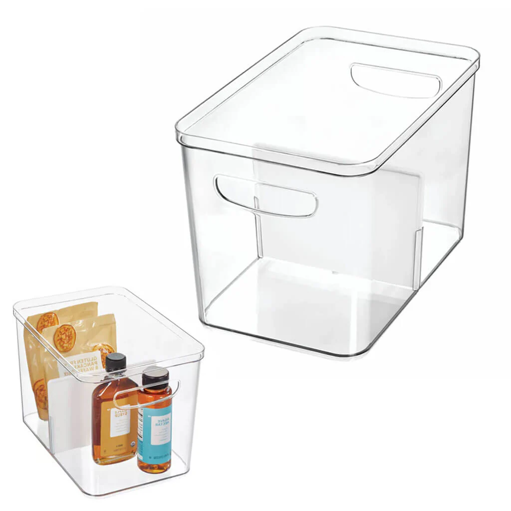 RPET Crisp Divided Bin 8in x 12in x 8in, Clear