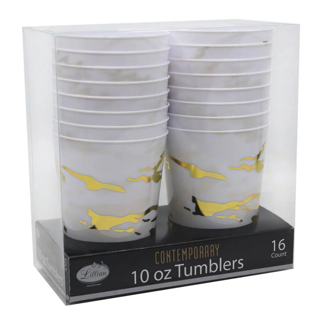 Gold on White Marble Tumbler 10oz, 16ct