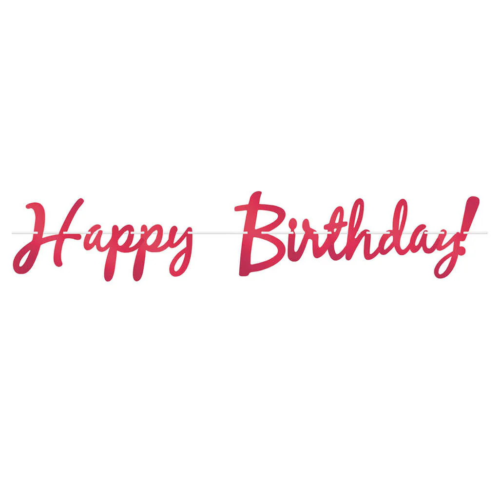 Foil Happy Birthday Streamer 9in x 5ft, Red