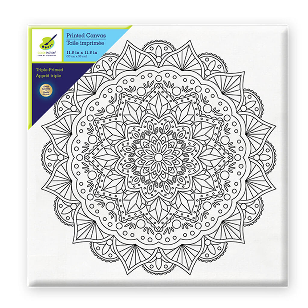 Stretch Artist Printed Canvas: 12in x 12in Primed Back-Stapled Mandala