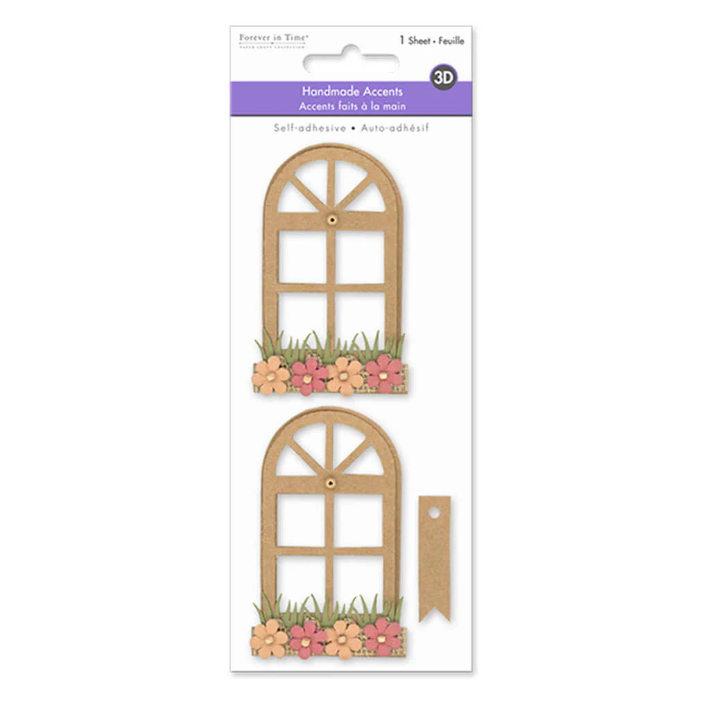 Handmade Embellish: 3D Paper & Burlap Floral Accents Self-Stick Arch Windows