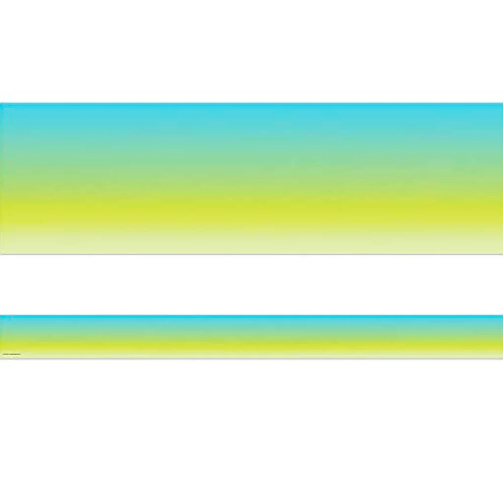 Aqua and Lime Color Wash Straight Border Trim