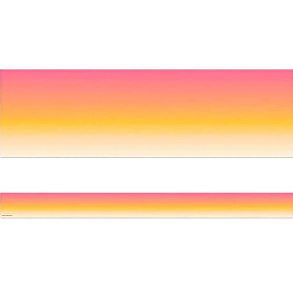 Pink and Orange Color Wash Straight Border Trim