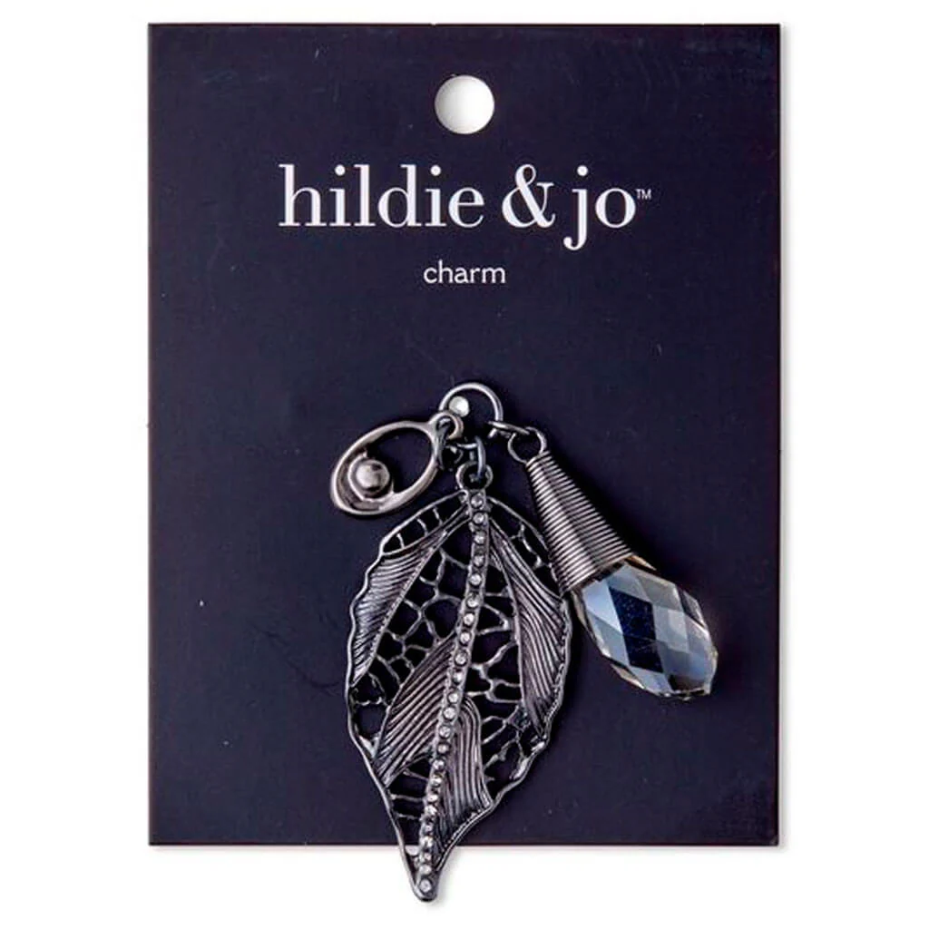 Antique Silver Leaf & Crystal Pendant