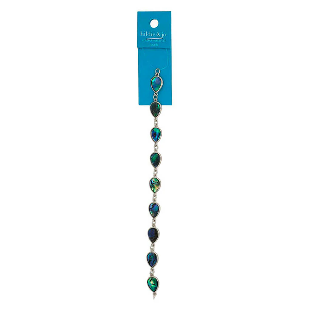 Teardrop Shell & Metal Strung Beads 7in