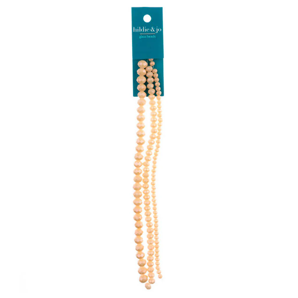 Rondel Faceted Glass Strung Beads 3ct 7in
