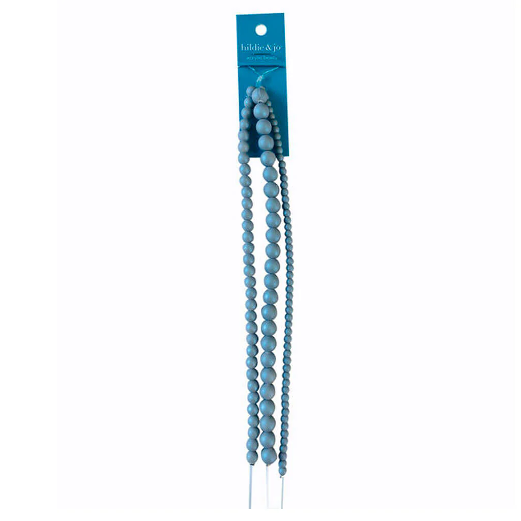 Matte Blue Acrylic Pearl Strung Beads 3ct