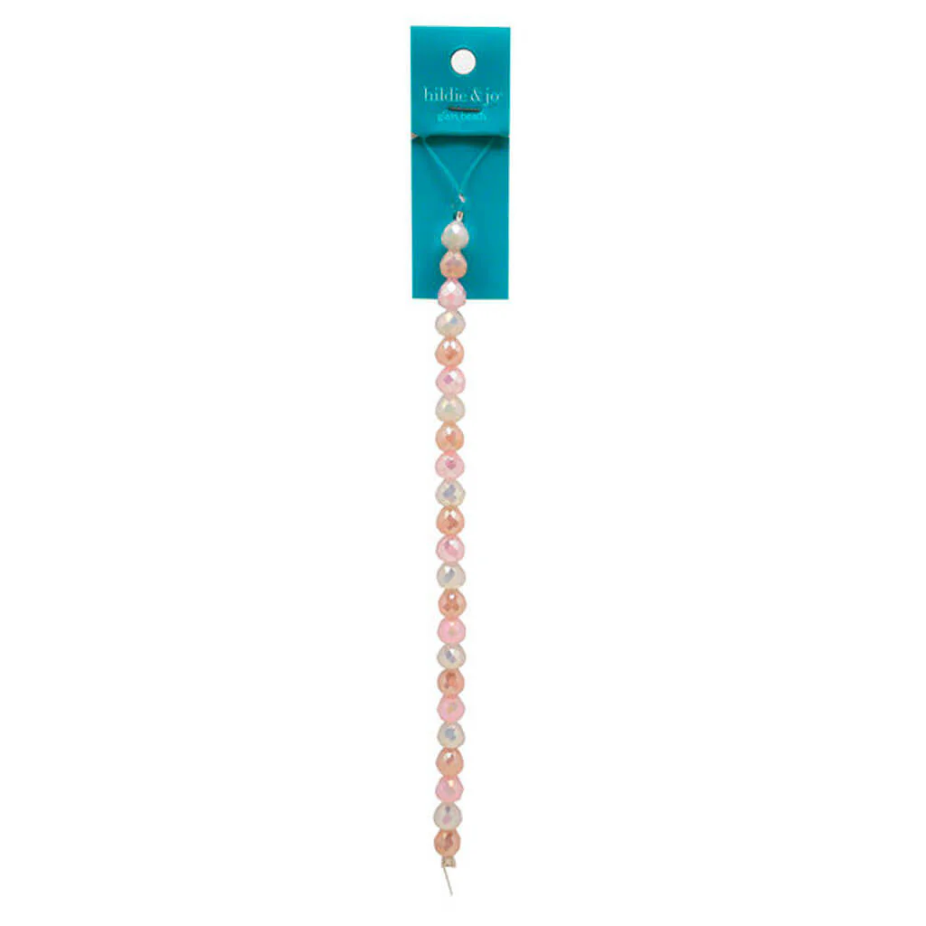 Gold & Pink Glass Strung Beads 7in x 8mm