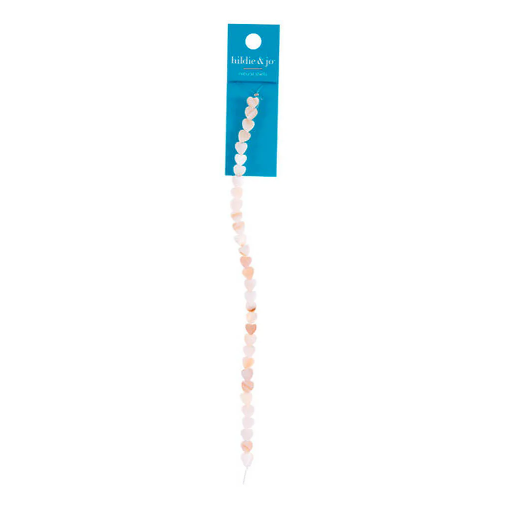Valentine's Day Cream Love Natural Shell Strung Beads 7in