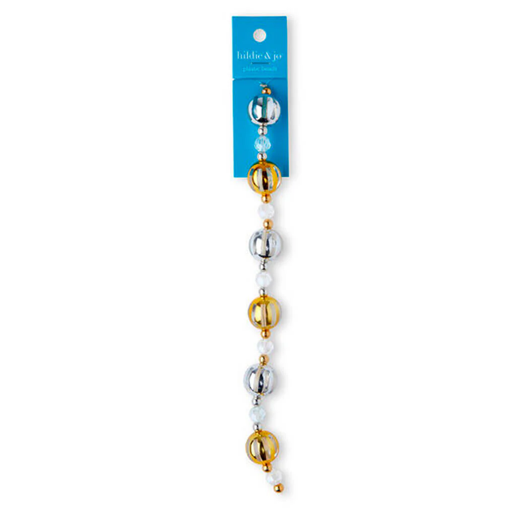 Gold & Silver Bulb Plastic Strung Beads 7in x 15.5mm