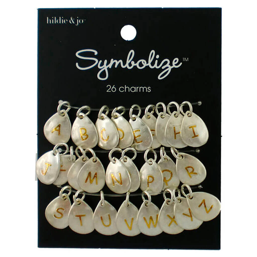 Gold Letters on Silver Charms 26ct