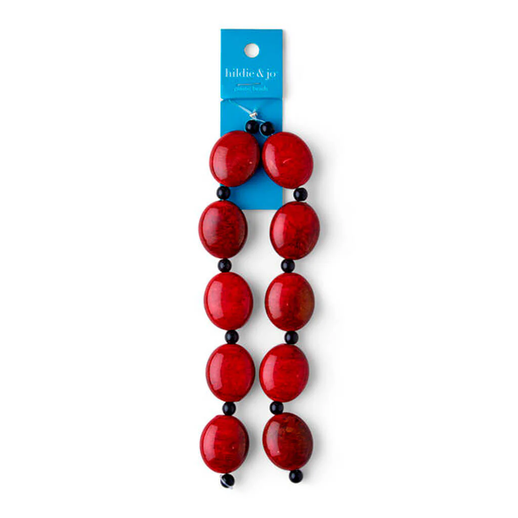 Red Oval Marble & Acrylic Bead Strands 2pk 6in
