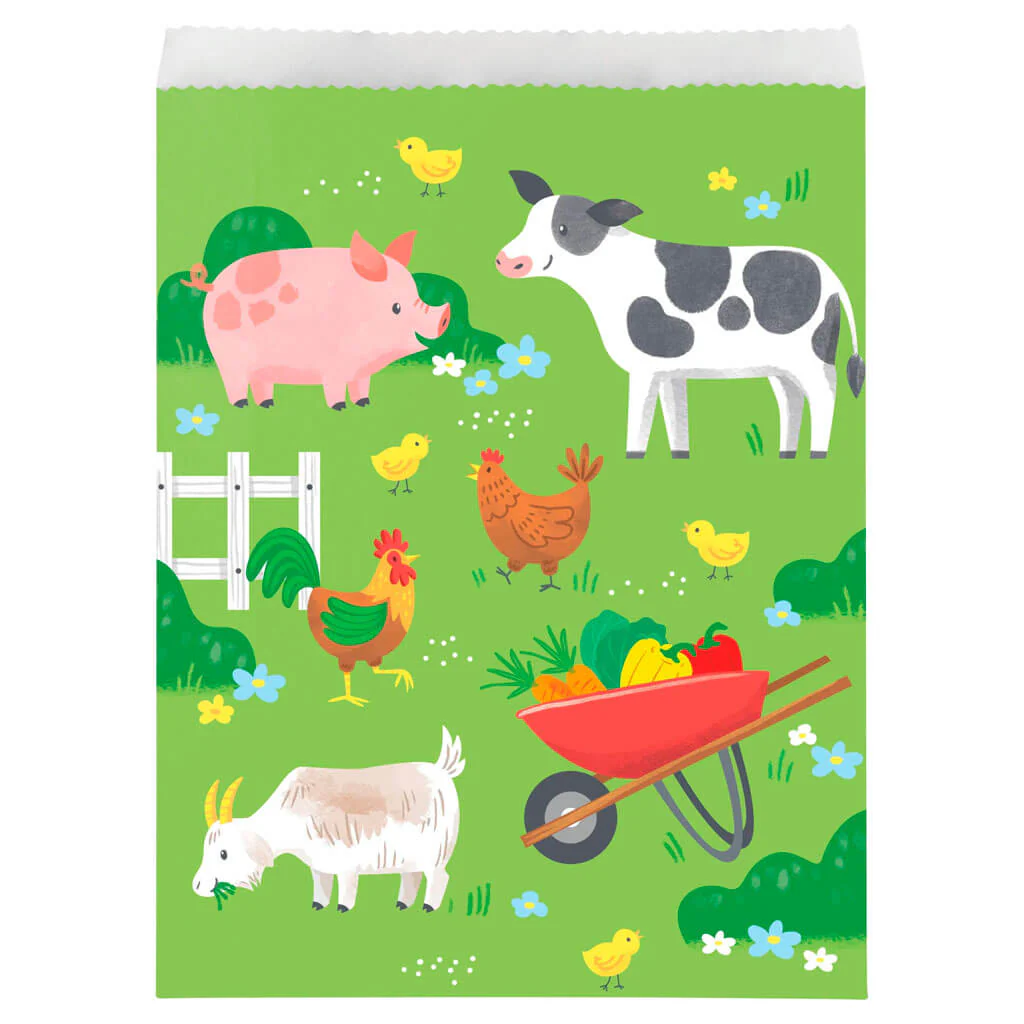 Farm Animals Large Paper Treat Bags, 8ct