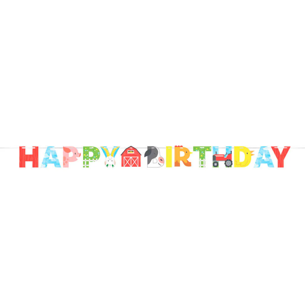Farm Animals Letter Banner with Ribbon