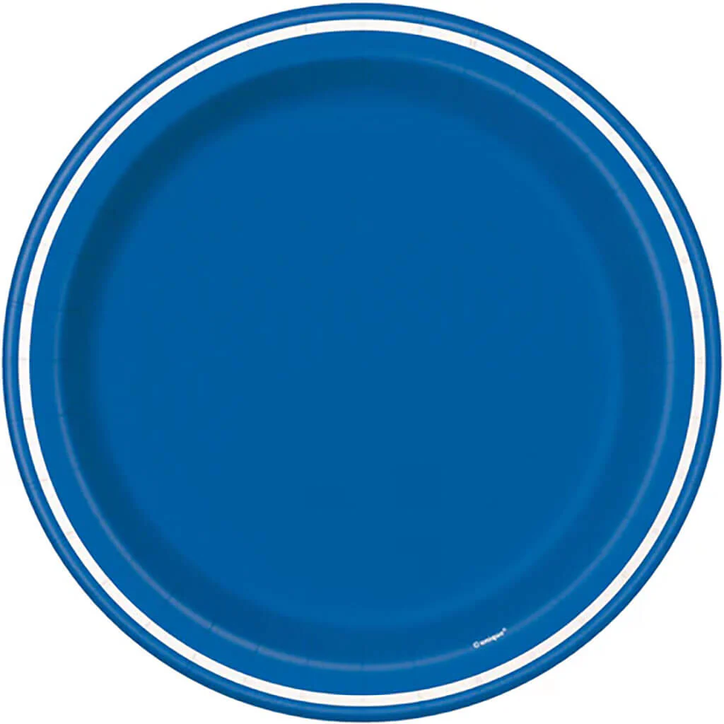 Royal Blue Striped Dinner Plates 9in, 8ct