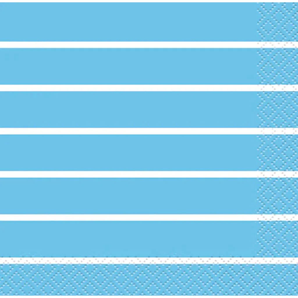 Powder Blue Striped Beverage Napkins, 16ct