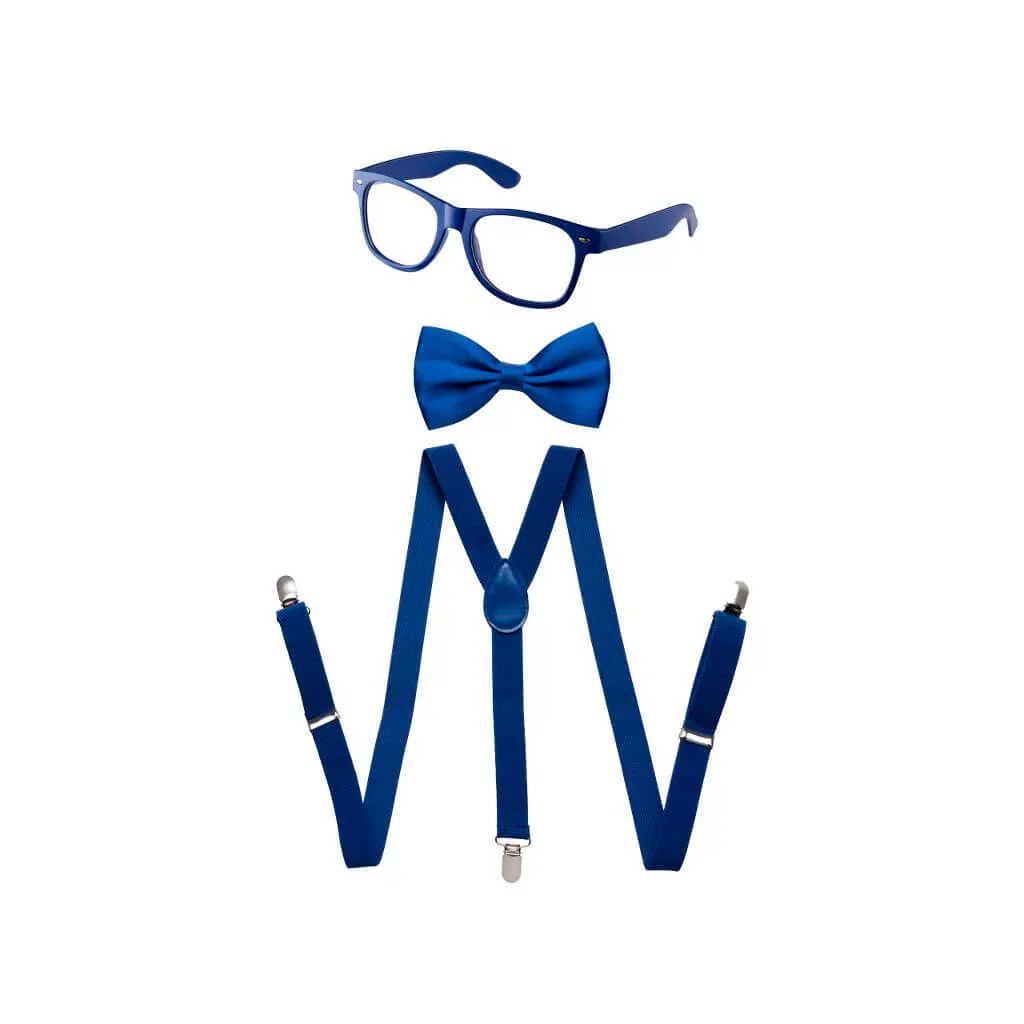 Toddlers Neon Suspenders Set Blue