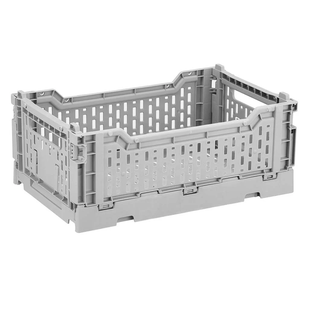 Collapsible Stackable Storage Bin 10.5in, Grey