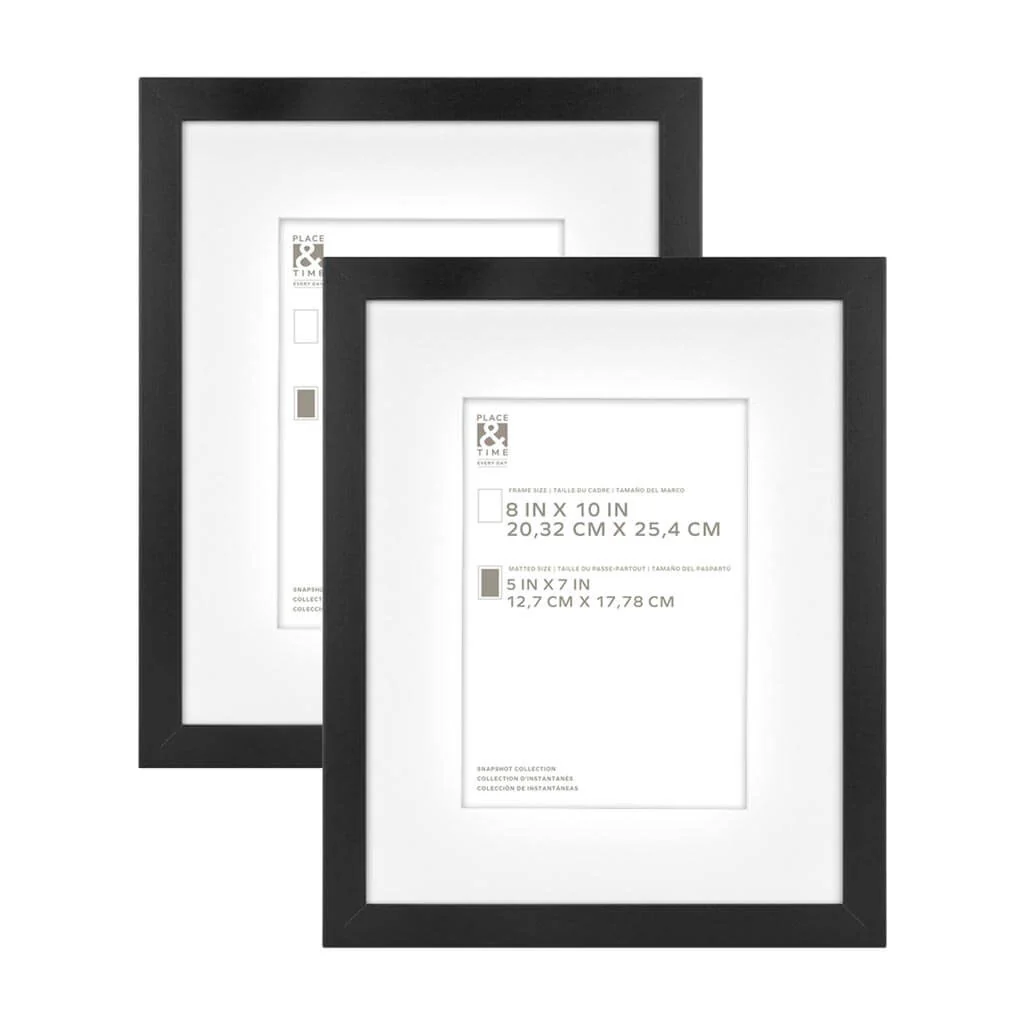 Black Snapshot Wall Frames 2pk Black 8in x 10in & 5in x 7in