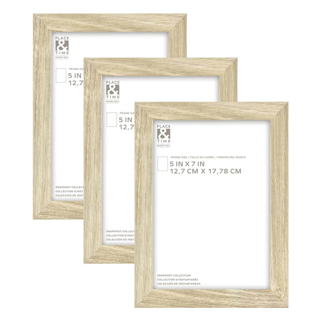 Natural Snapshot Wood & Glass Wall Frames 3pk, 5in x 7in