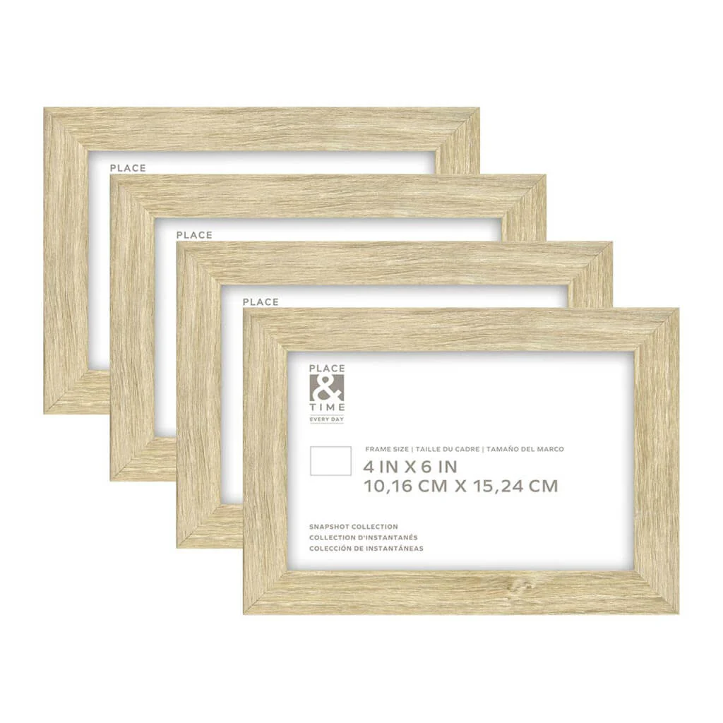 Natural Snapshot Wood & Glass Wall Frames 4Pk, 6in x 4in