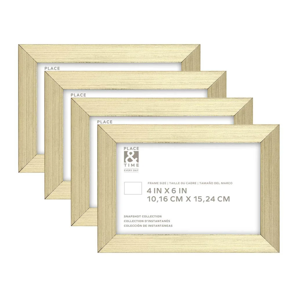 Brass Snapshot Wood & Glass Wall Frames 4pk, 6in x 4in
