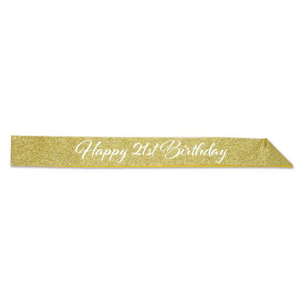 Happy "21st" Birthday Glittered Sash