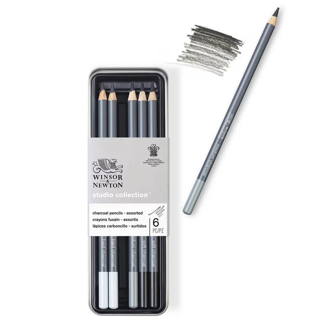 Studio Collection Graphite & Charcoal Pencil 6pcs Charcoal Tin Set