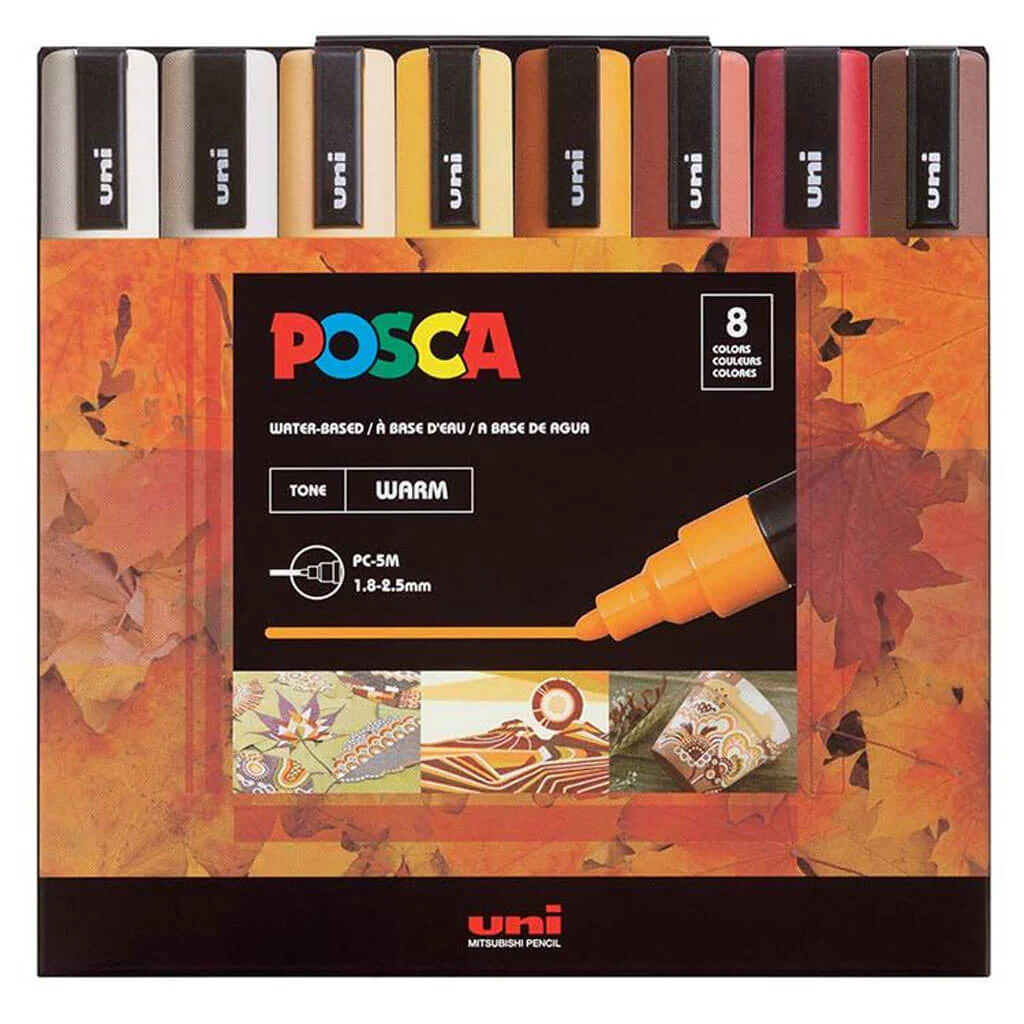 POSCA Paint Marker 8-Color 5M Warm Tone Set