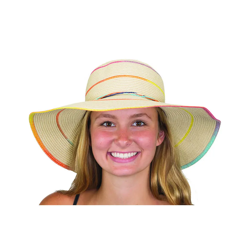 Toyo Swinger with Multi Color Stripes Hat, Ivory