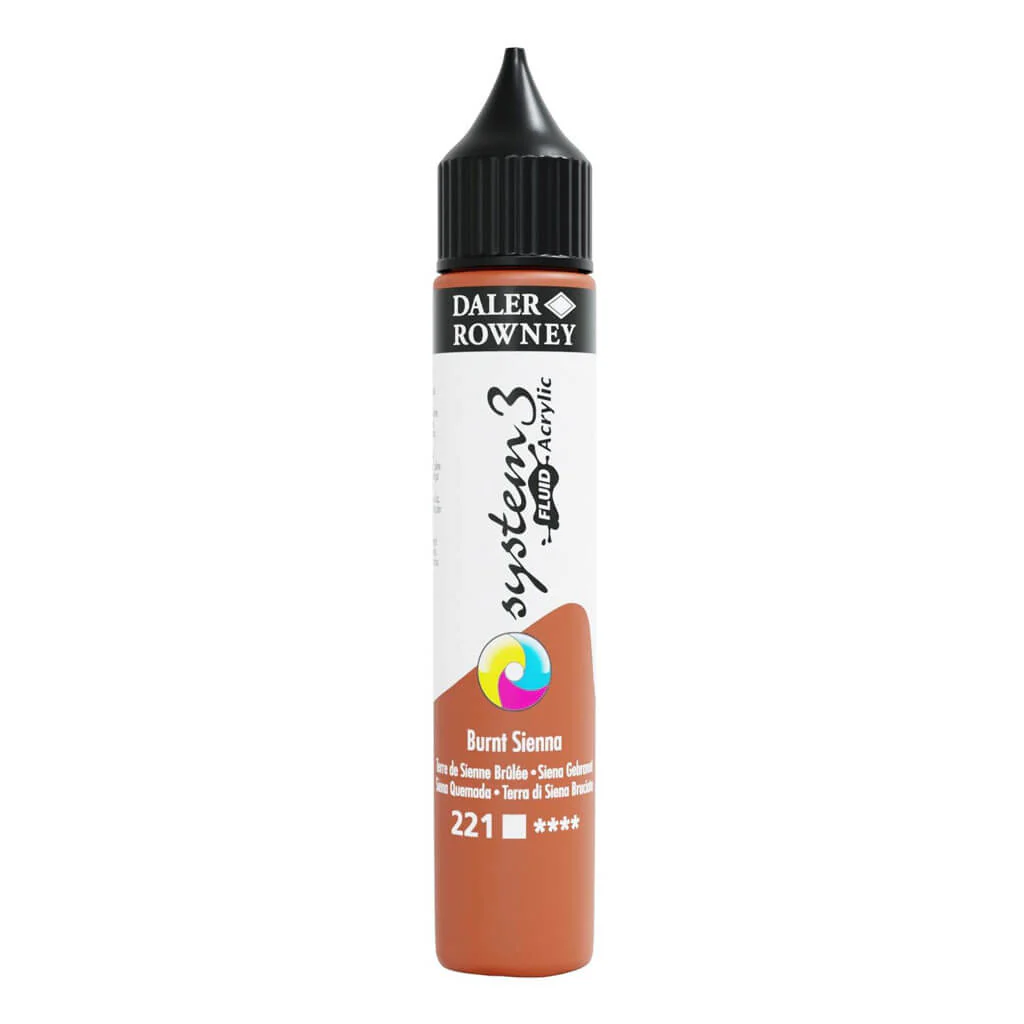 Daler Rowney System 3 Fluid Acrylic Liner 1oz Burnt Sienna