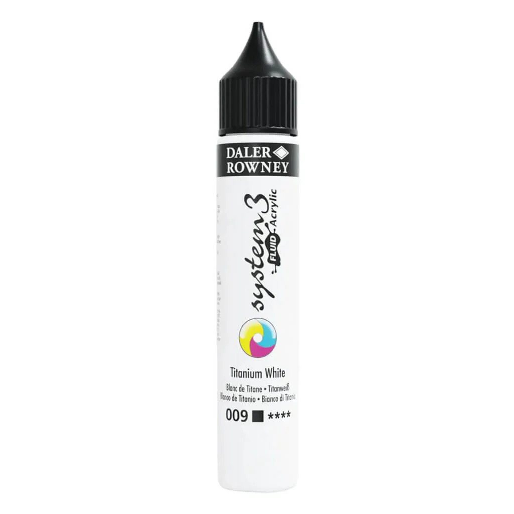 Daler Rowney System 3 Fluid Acrylic Liner 1oz Titanium White