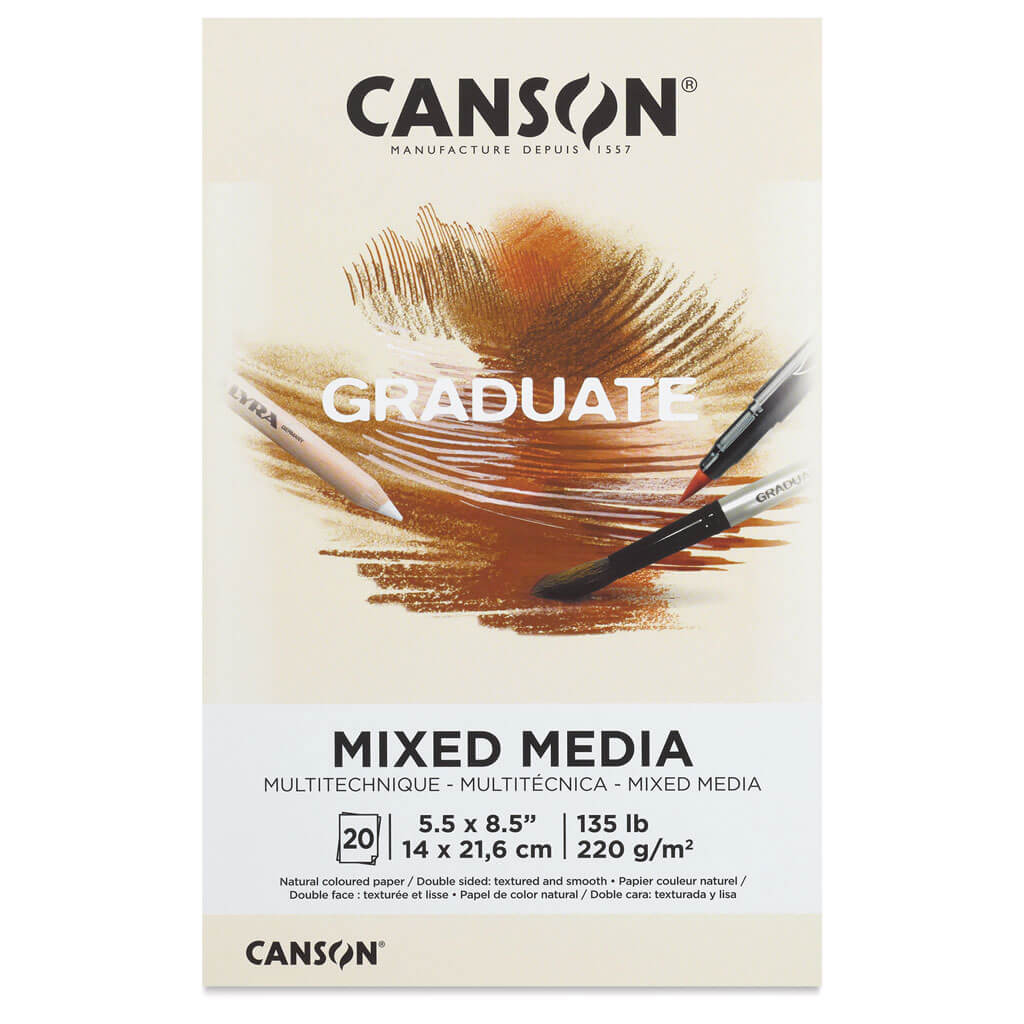 Canson Graduate Toned Mixed Media Pad Natural, 5-1/2" x 8-1/2", 20 Sheets