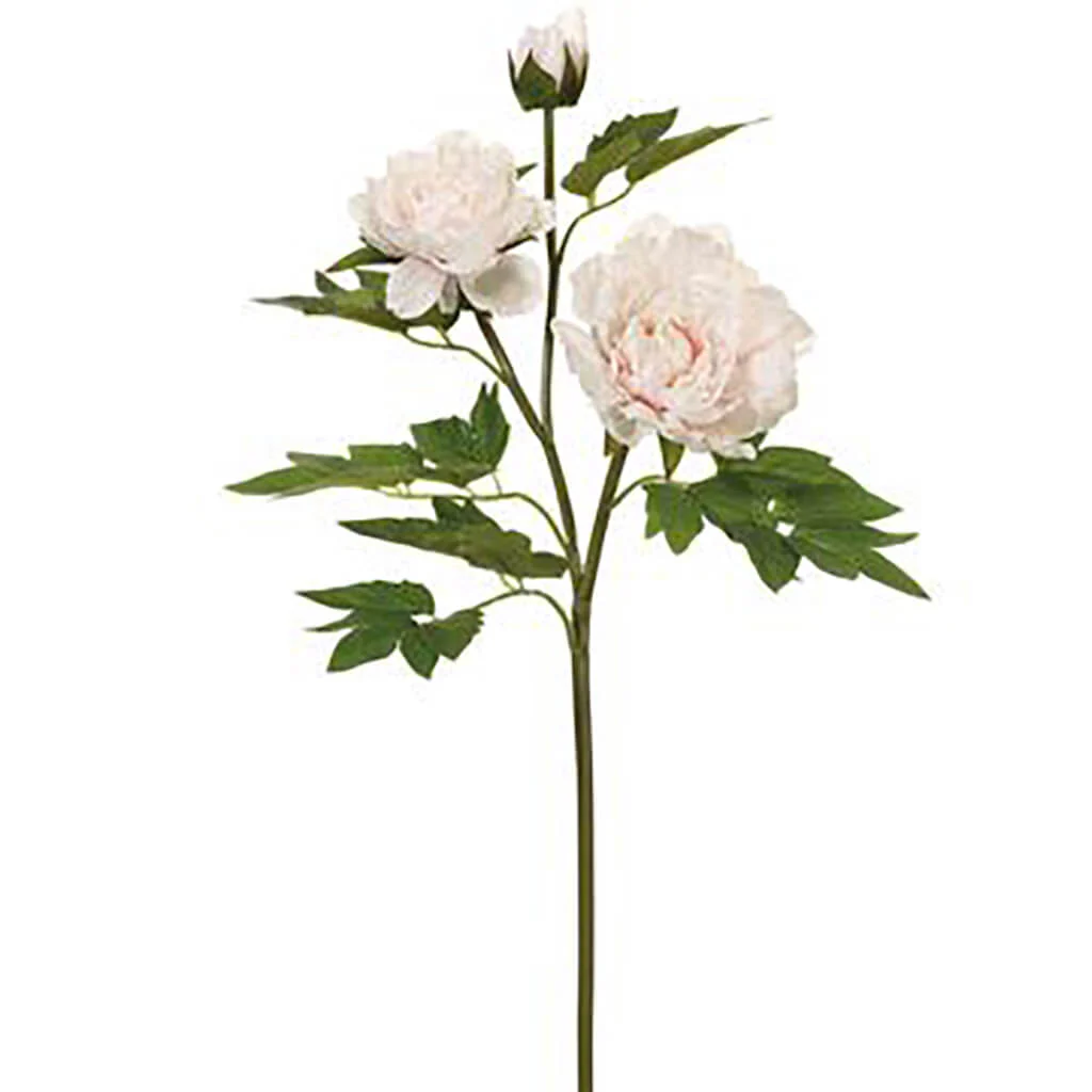 Peony Spray With 2 Flowers And 1 Bud 26.75in Blush