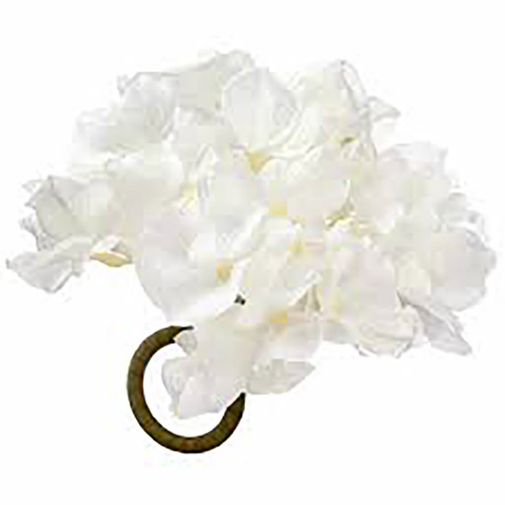Hydrangea Napkin Ring White, 7in D