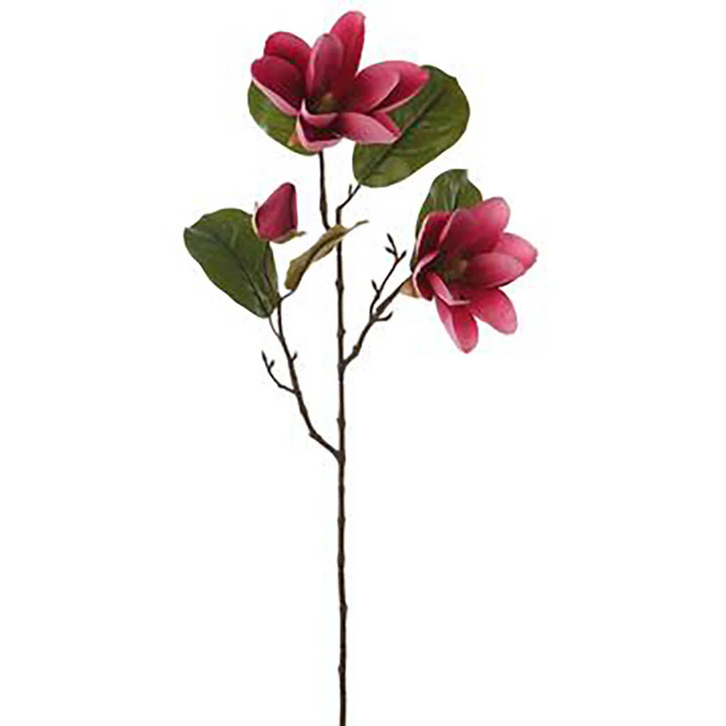 Magnolia Spray With 2 Flowers And 1 Bud 27in Mauve