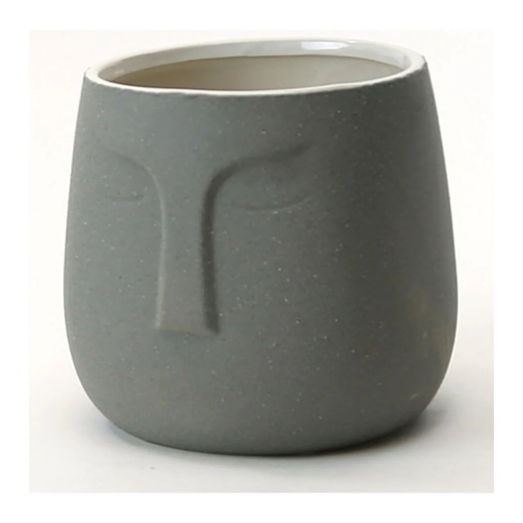 Large Gray Sand Glazed Moai Bowl 6.5in